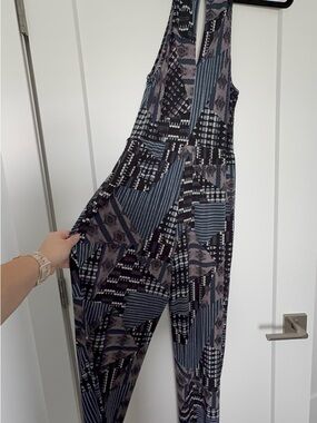 BCBGeneration Geometric Halter Jumpsuit in Blue and Black
